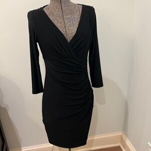 Lauren Ralph Lauren Black Draped Long Sleeve Dress